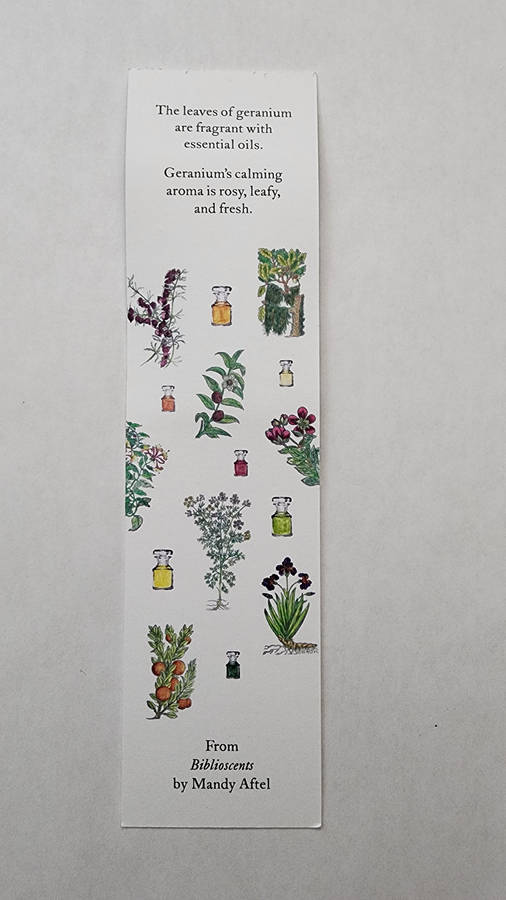 Biblioscents Geranium Scented Bookmark by Natural Perfumer Mandy Aftel of Aftelier Perfumes