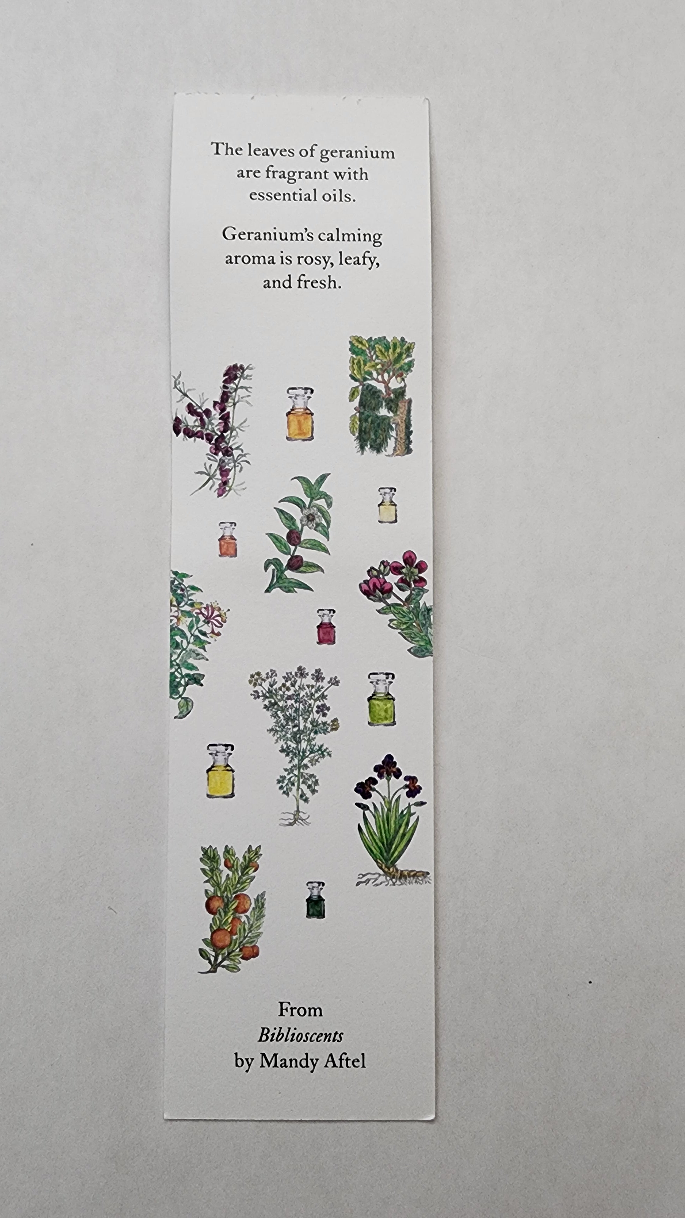 Biblioscents Geranium Scented Bookmark by Natural Perfumer Mandy Aftel of Aftelier Perfumes