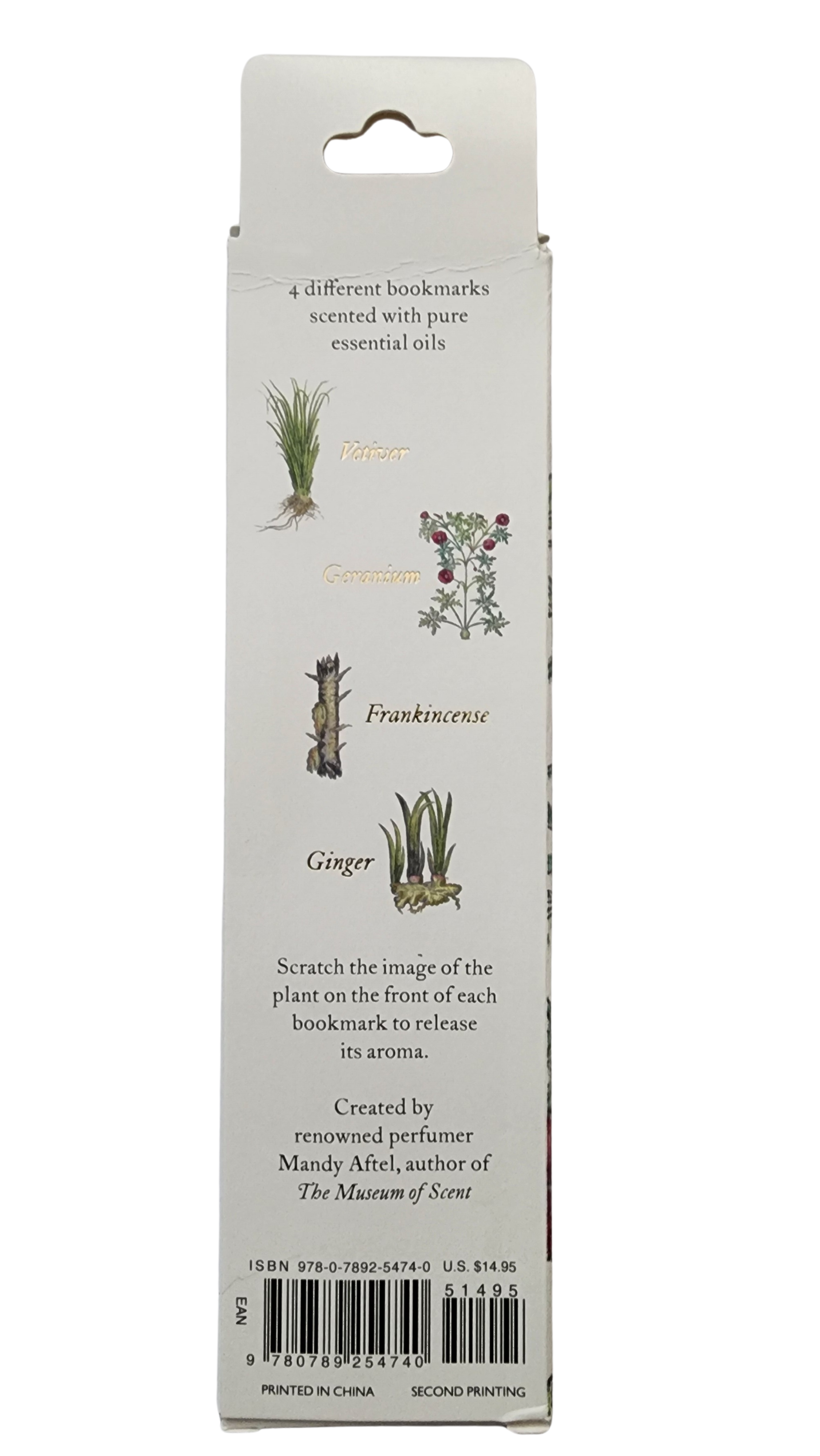 Biblioscents Set of 4 Frankincense, Ginger, Vetiver, Geranium Scented Bookmarks